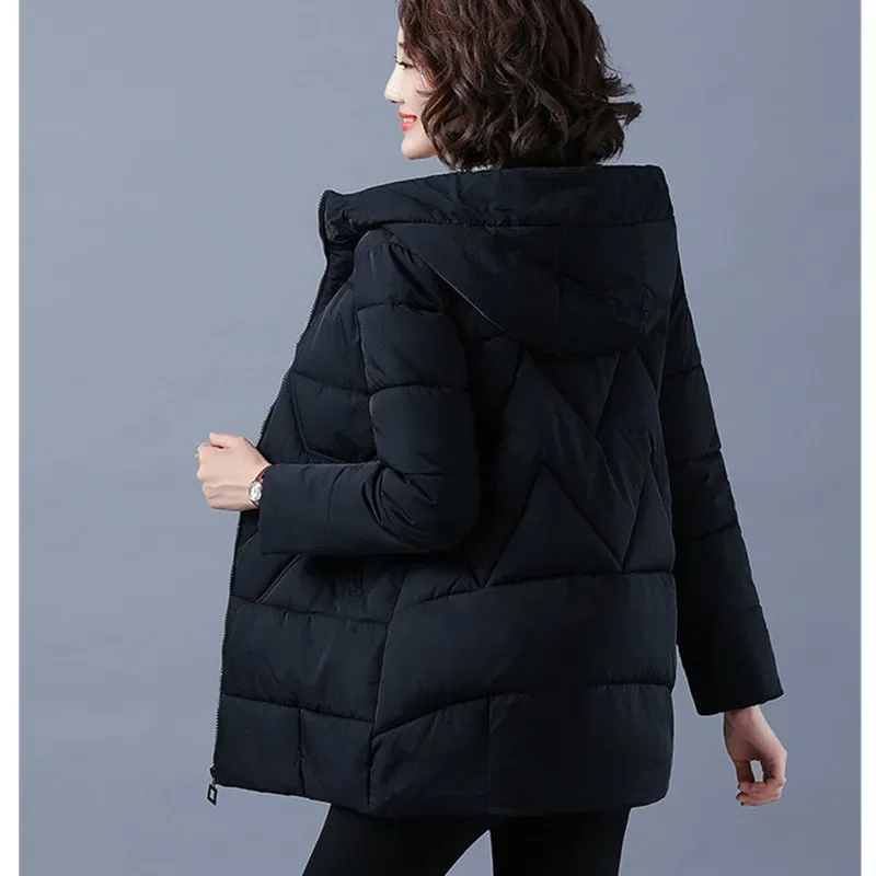 Women Thicken Parkas 2024 New Autumn Winter Hooded Coat 4XL Casual Female Cotton padded Jacket Warm Long Parka Outwear Feminina