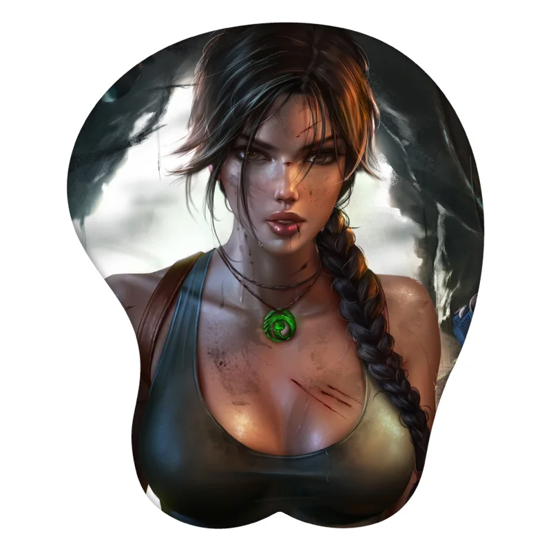 

Lara Croft Anime 3D Mouse Pad Wrist Rest Silicone Sexy Creative Gaming Mousepad Mat