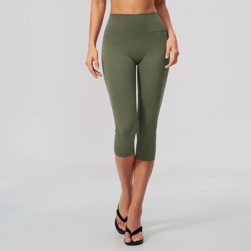 Brushed Yoga Mid Length Pants High Waist Slim Fit Sports Capri Pants For Women Running Outdoor Fitness Leggings Workout Woman view 4