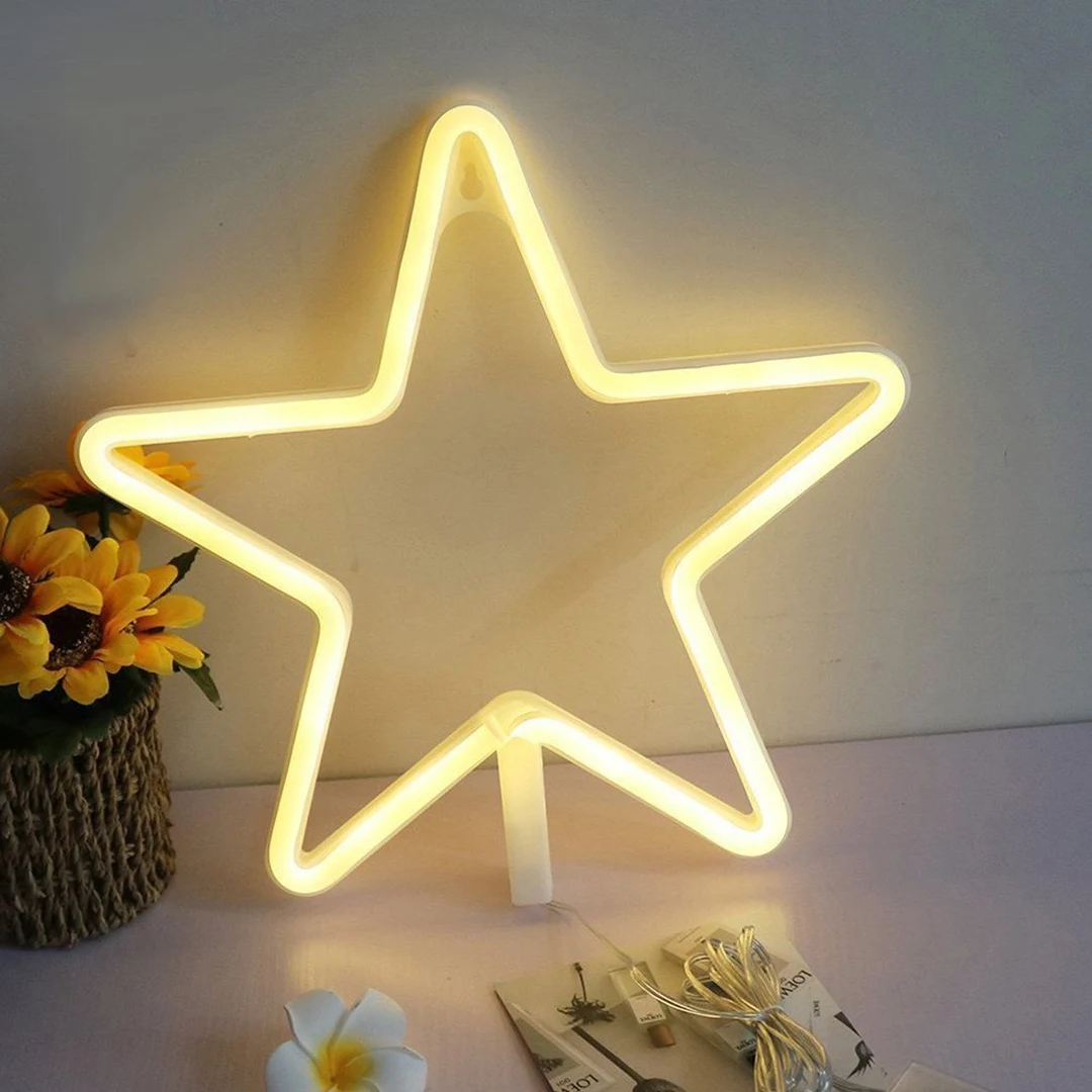 Star neon lights, USB/battery powered, decoration for birthday parties, holidays, bedrooms, weddings, and gaming rooms