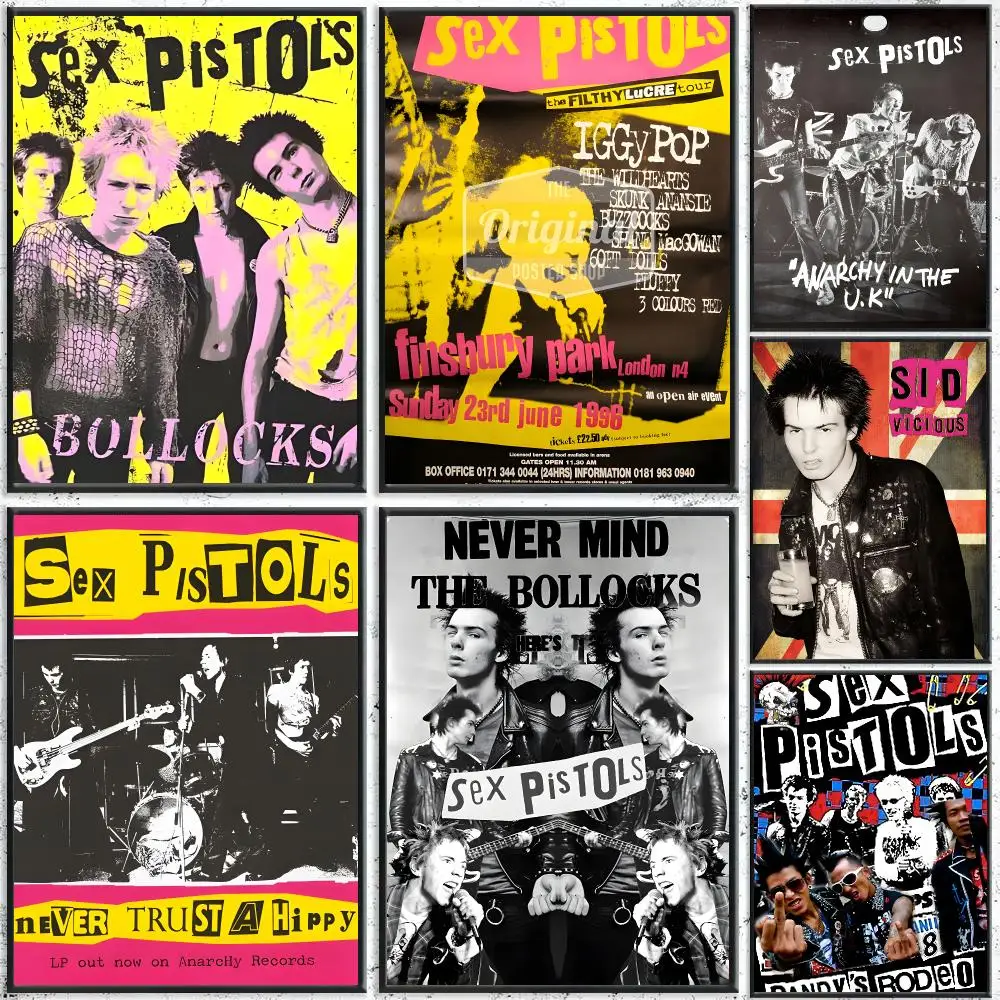 S-Sex Pistols Back Band Poster HD Waterproof Self-Adhesive Wall Art – Multi-Scene Use Top Gift Pick