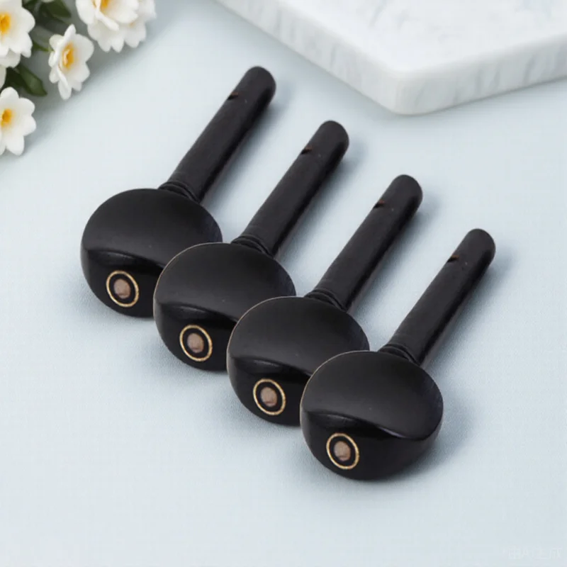 

4Pcs Ebony Violin Tuning Pegs Replacement Durable Practical String Instrument Parts Premium Oud Accessories Fittings