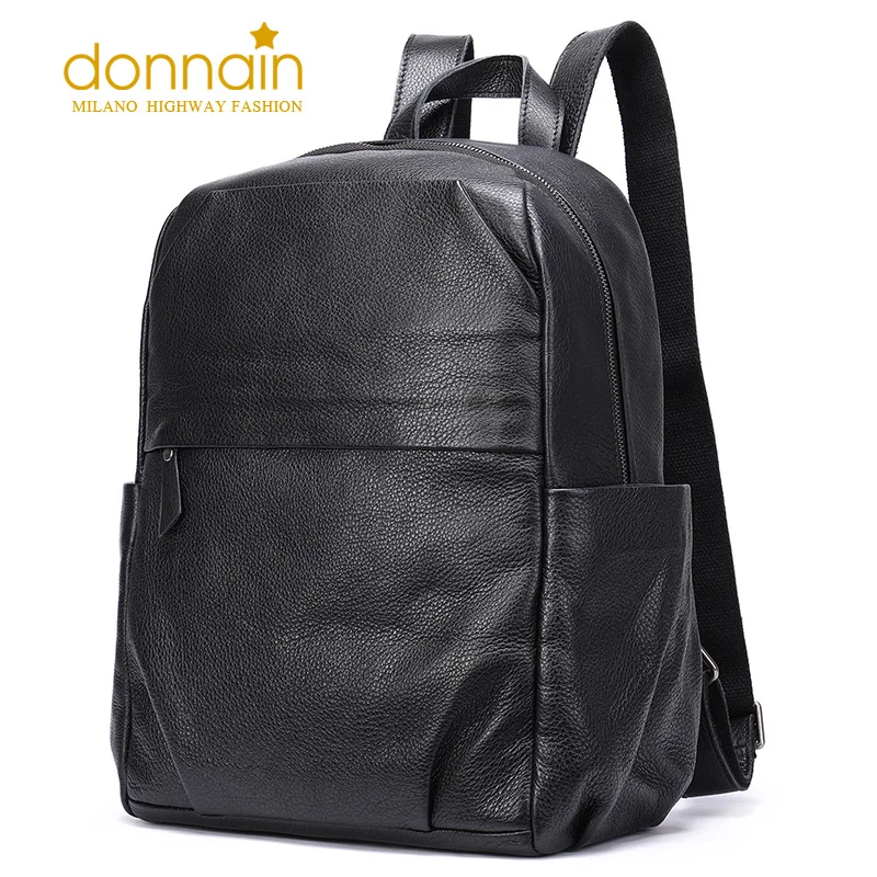 DONNAIN Top Layer Cow Leather Business Commute Backpack Men Genuine Calfskin Laptop Backpacks Fashion Large Capacity