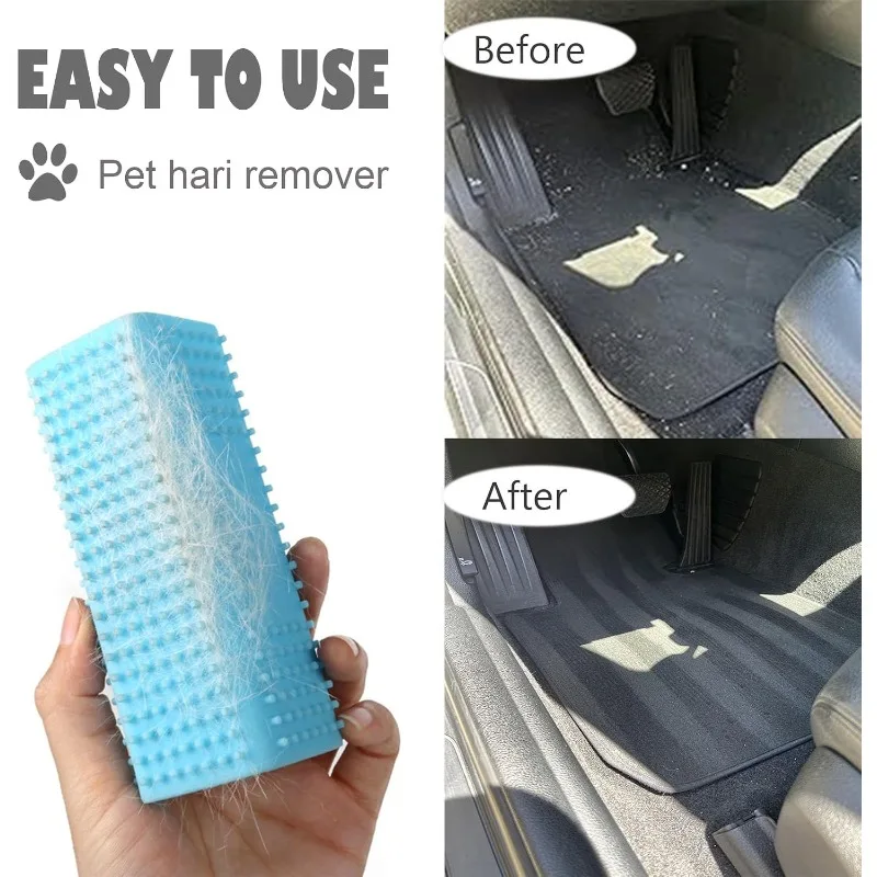 2Pcs Hollow Rubber Pet Hair Remover Block Roller Cleaner Brush for Sofa Car Carpets Bedding Fabrics (Orange, Blue) - view 4