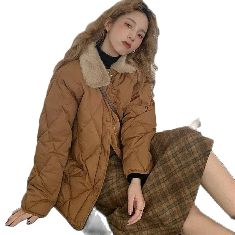 

Fashion Fur Collar Cotton Coat Parkas 2022 New Women's Autumn Winter Coat Jacket Loose Casual Down Cotton Student Outerwear