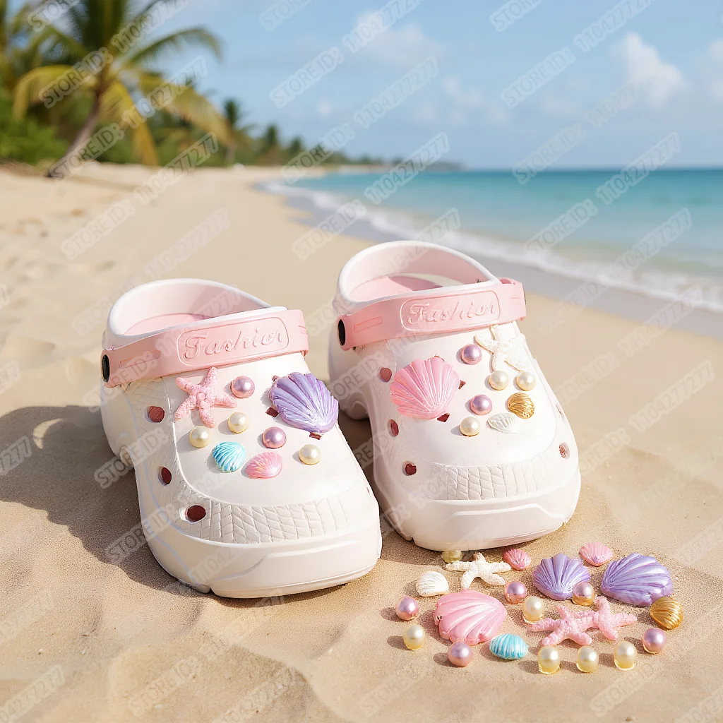 

18 шт./компл., морская звезда, ракушка, морская серия, подвески для обуви для сабо, аксессуары, сандалии-слайды «сделай сам», украшение для садовой обуви, подарки для вечеринки