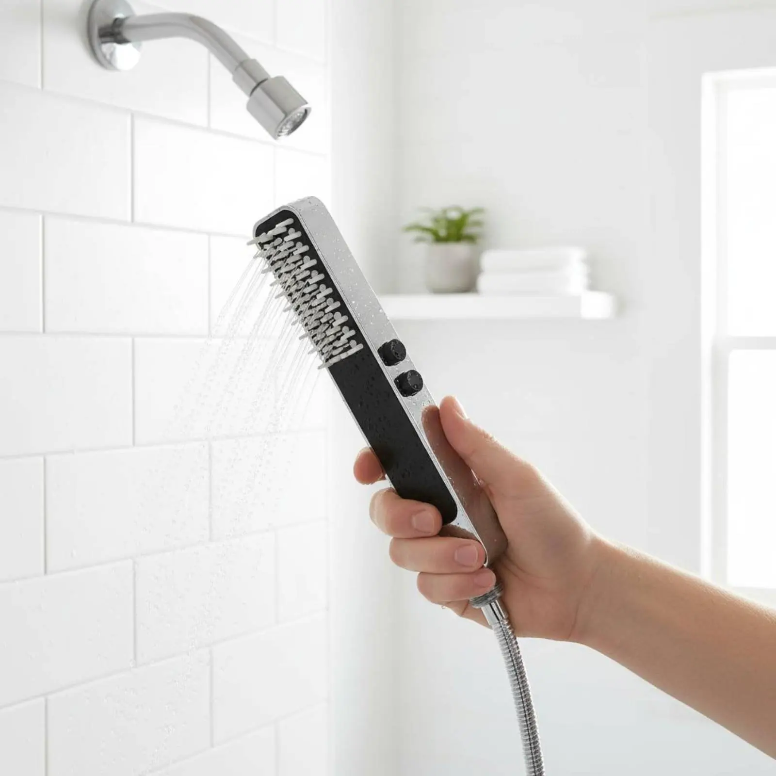 Handheld Shower Head Easy to Clean Hand Shower Spray Head Bathroom Fixture Modern Design Corrosion Resistant