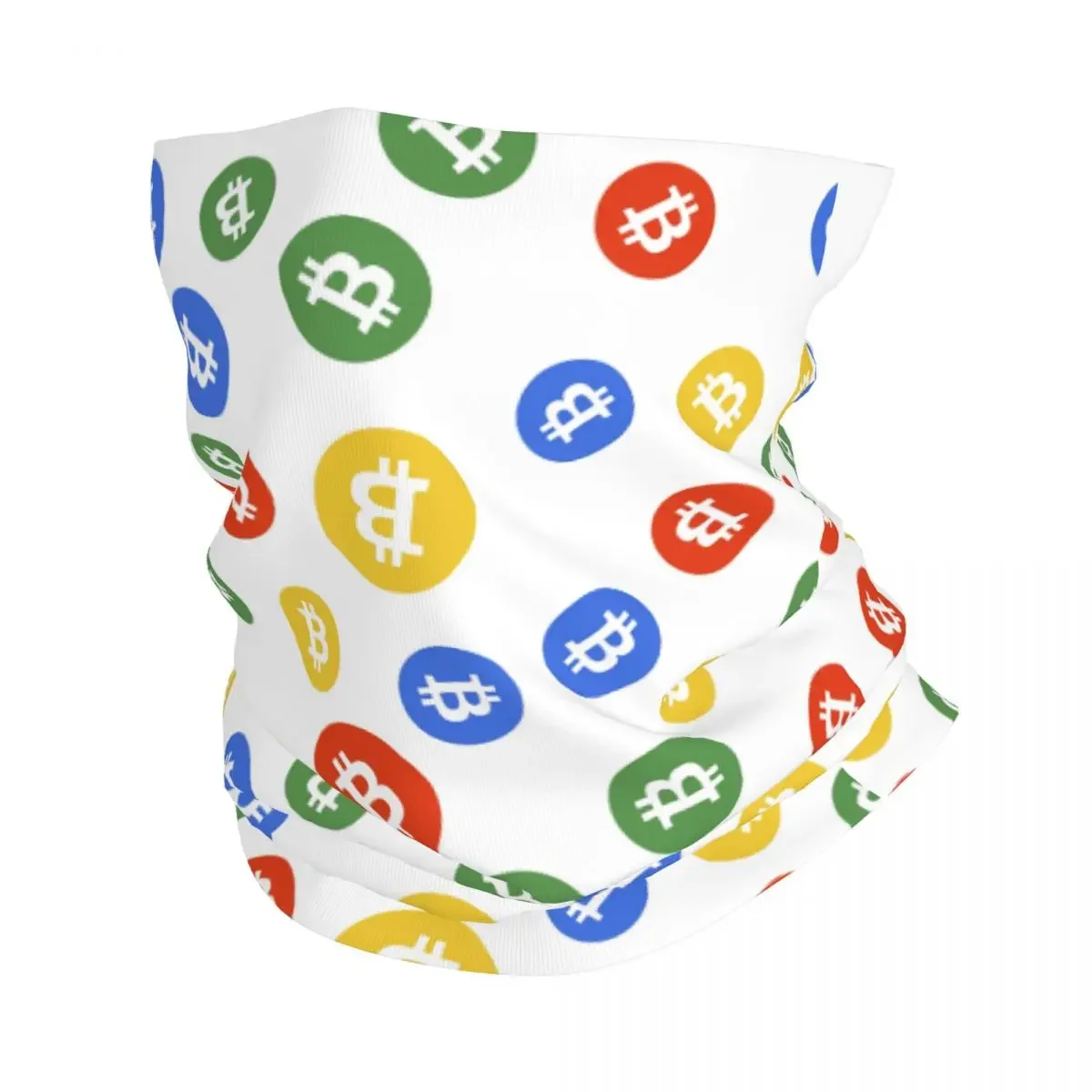 Bitcoin Colorful Money Bandana Neck Gaiter Printed Cryptocurrency Balaclavas Magic Scarf Multi-use Headwear Fishing Windproof