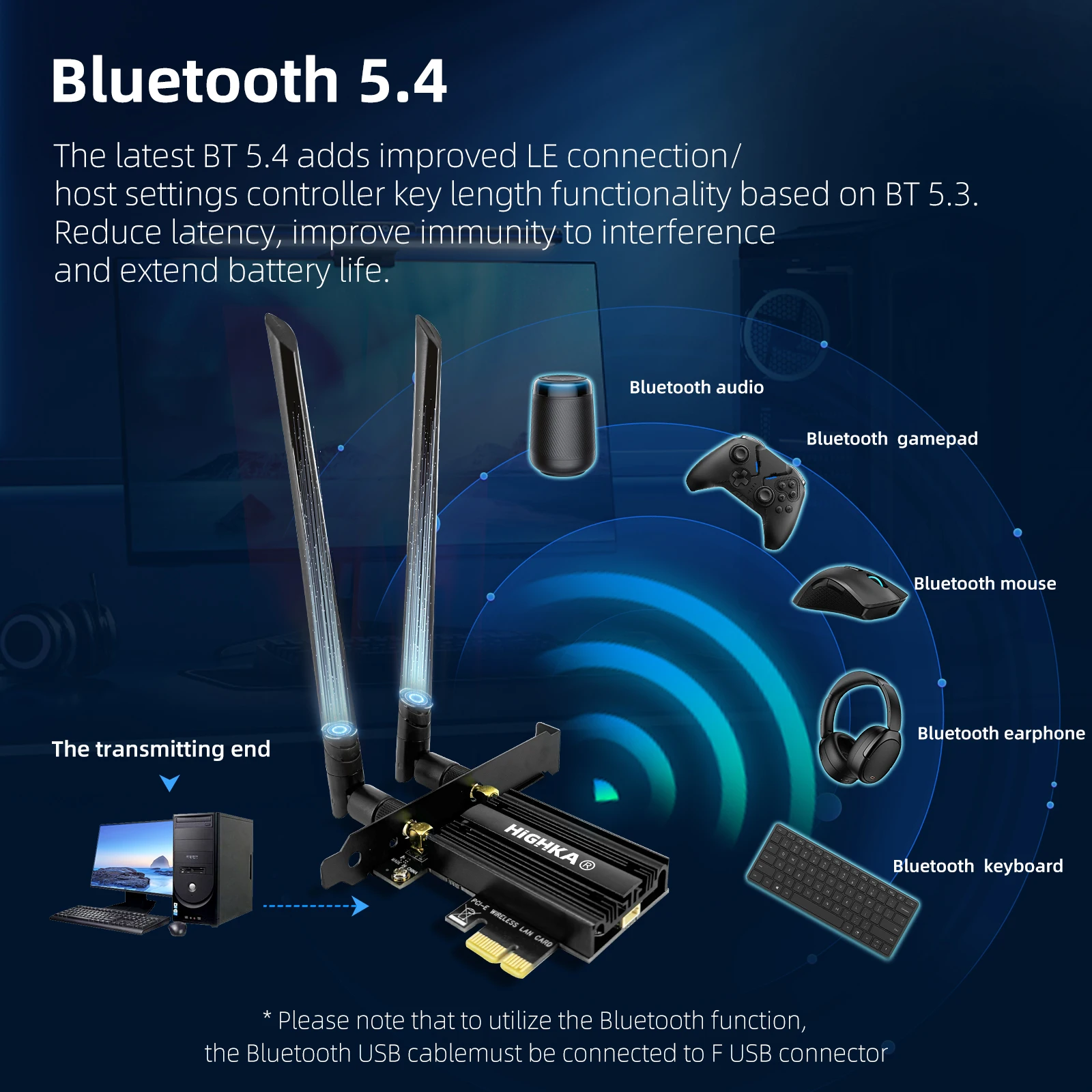 Imagem -03 - Pcie Cartão Wifi Adaptador Bluetooth 5.3 Tri-band 2.4g 5g 6ghz 5374mbps para pc Desktop Windows 10 11 Wi-fi Intel-be200