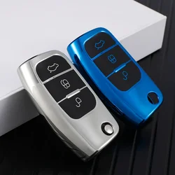 TPU Folding Key Cover para carros Ford, Shell Case, Keychain Protector, Focus 2, MK2, Fiesta, Mondeo, Galaxy, Falcão, Colorado, Ecosport