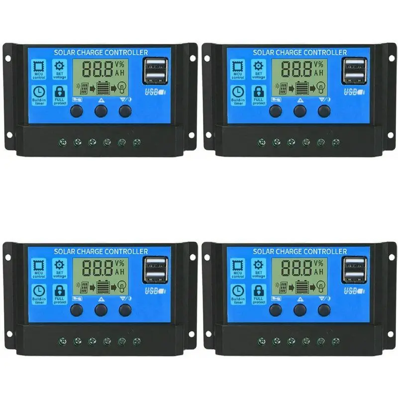 AA08-4X 100A Solar Charge Controller, Solar Panel Battery Intelligent Regulator With Dual USB Port, Multi-Function Controller