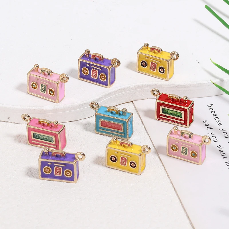 

10pcs Mix Color Alloy Oil-drop Colour Vintage Radio Pendant for Jewelry Making DIY Necklace Bracelet Accessories