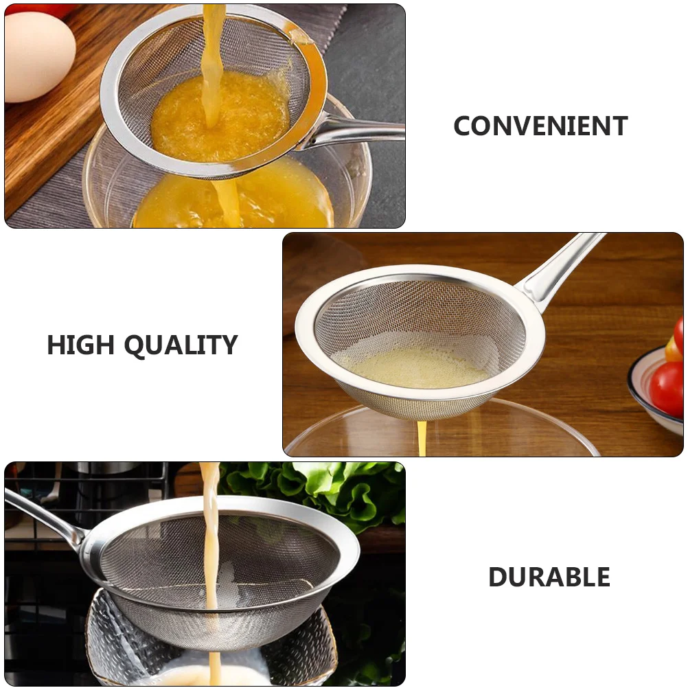 

2Pcs Stainless Steel Strainer Colanders Ergonomic Handle Kitchen Net Sieve for Home Cooking Noddles Tea Filter Spoon