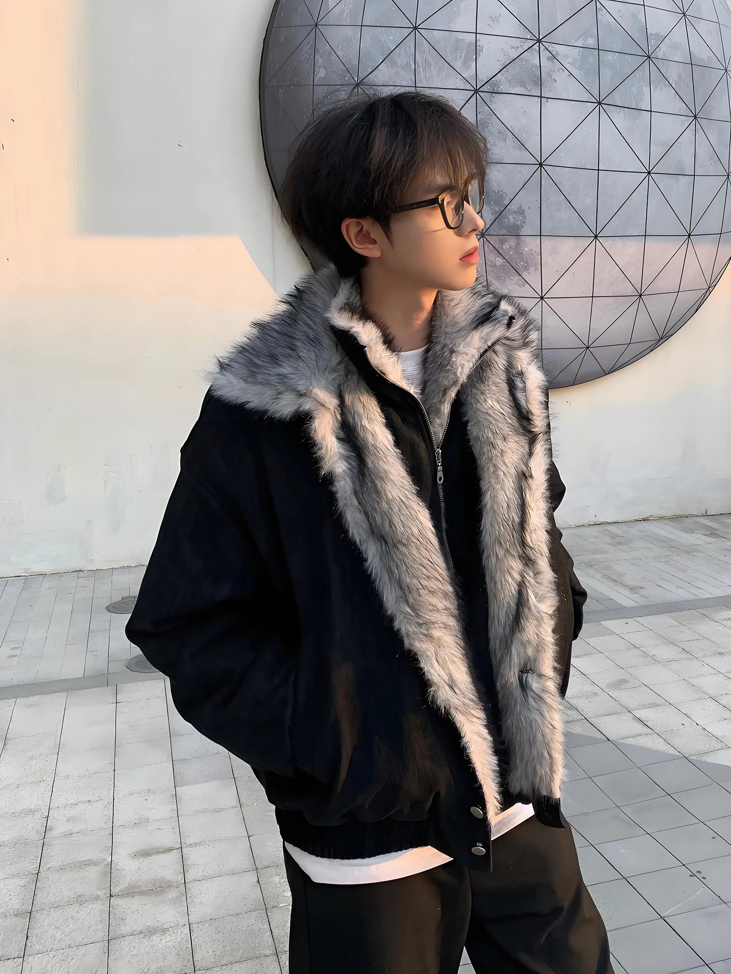 

Мужская зимняя утепленная хлопковая куртка с меховым воротником, воротником-стойкой, на флисовой подкладке, теплая, молодежная, модная