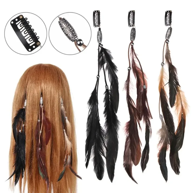 

Wholesale 10pcs/Fashion Handmade Comb Headdress Gifts Headband Headwear Novelty Hairclips Hippie Headpieces Feather Hair Rope