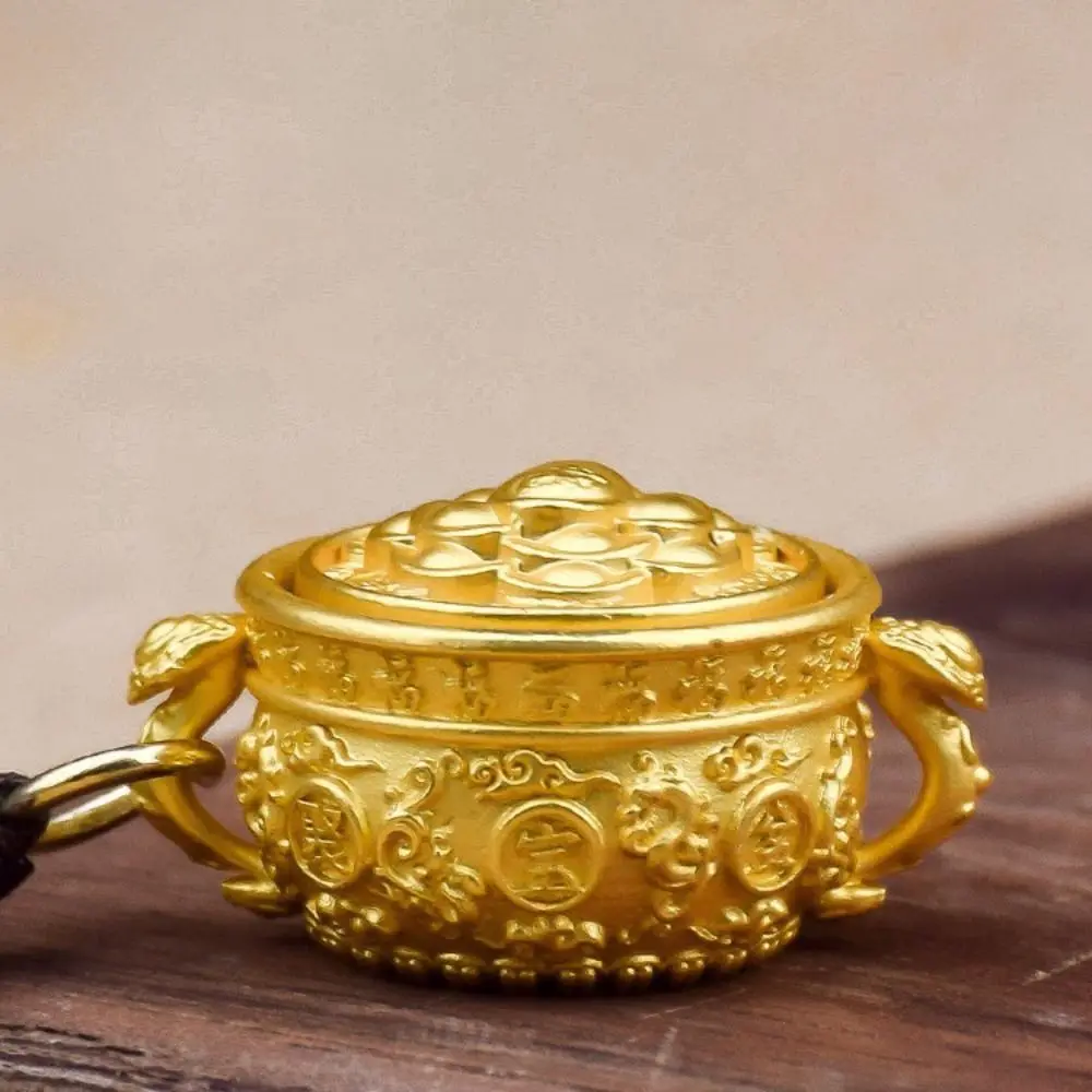 Auspicious Copper Zodiac Cornucopia Key Chain Brass Exquisite Chinese Style Lucky Pendant Rotatable Crafts Car Key Ring Unisex