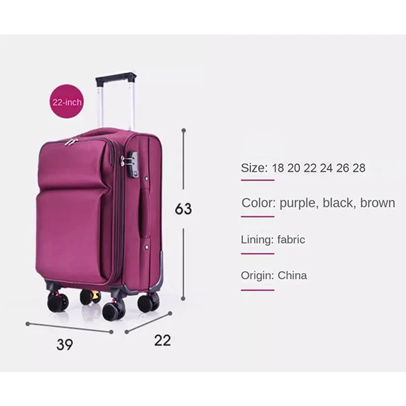 Oxford Cloth Luggage Large Capacity Waterproof Durable Trolley Box Men's Business Suitcase Expansion 20 Inch Boarding Code Box