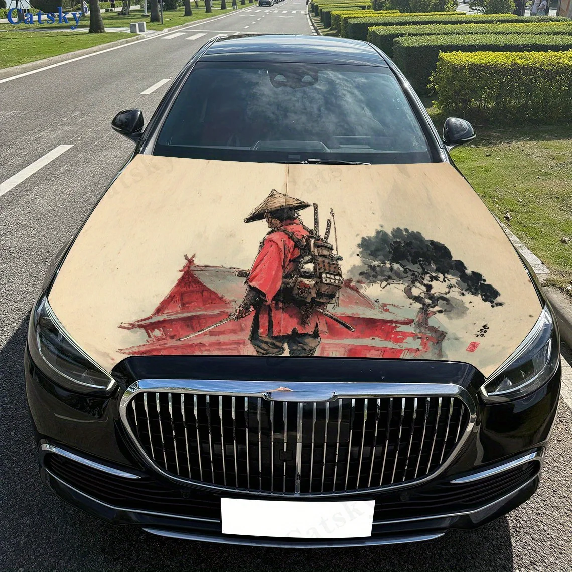 

Ancient Warrior Car Hood Sticker PVC Self Waterproof Stick, Striking Auto Exterior Accessories Decor Protect Gift for Car Lover