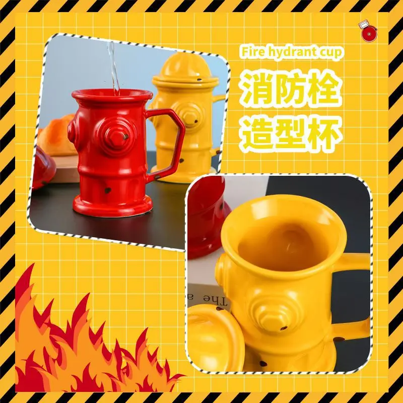 Creative 3D Ceramic Fire Hydrant Cup Novel Funny Water Mug Heat-proof with Lid 400ml Home Decoration Perfect Gift for Friends