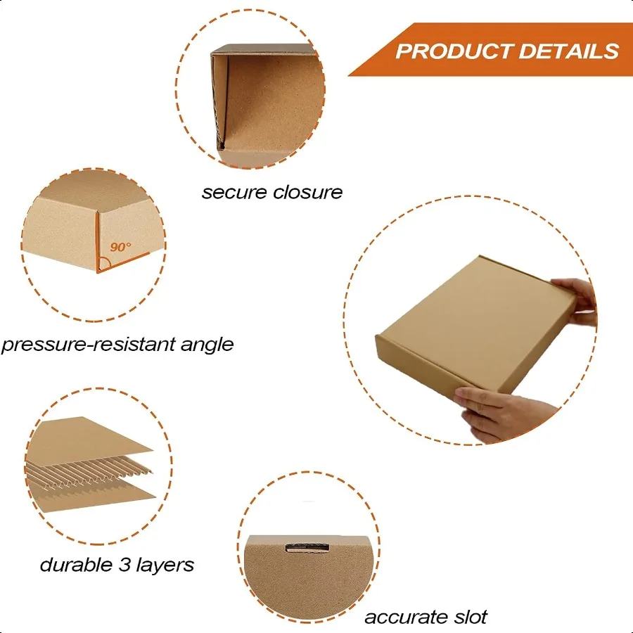 Cajas de envío de 11x8x2 pulgadas a granel, paquete de 25 cajas de correo con cierre de pestaña marrón para embalaje, Bo de regalo de cartón mediano de negocios pequeños