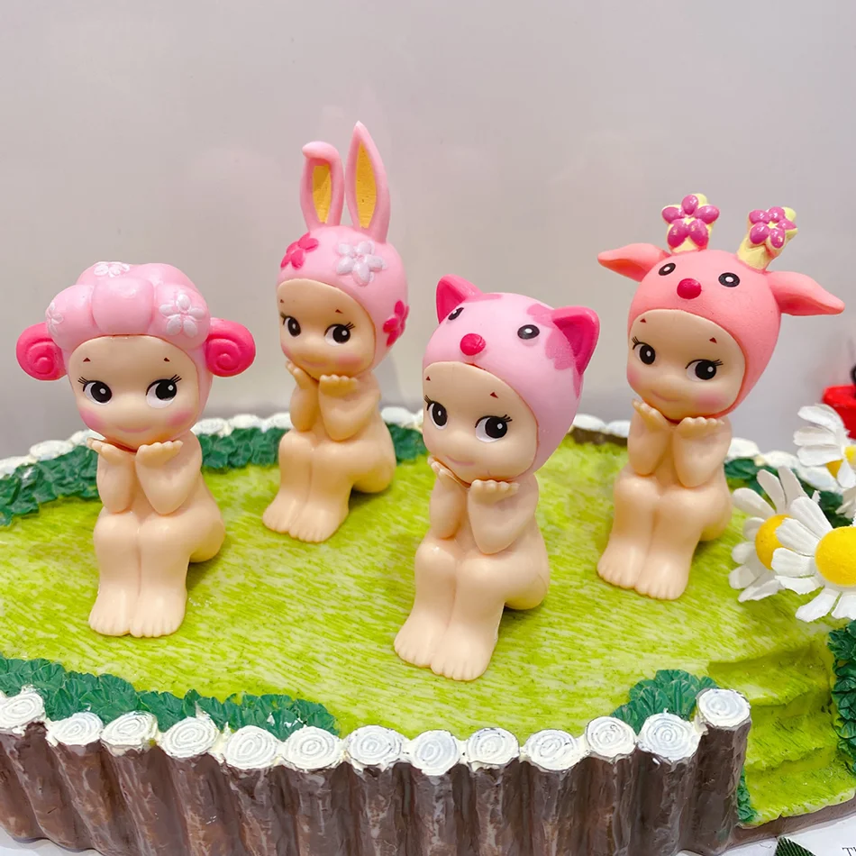 Figurka S Angel, seria Zwierzęta, nowa seria Zwierzęta z kwiatami wiśni, figurki anime w blind boxie, ozdoby, urocze lalki, mystery box