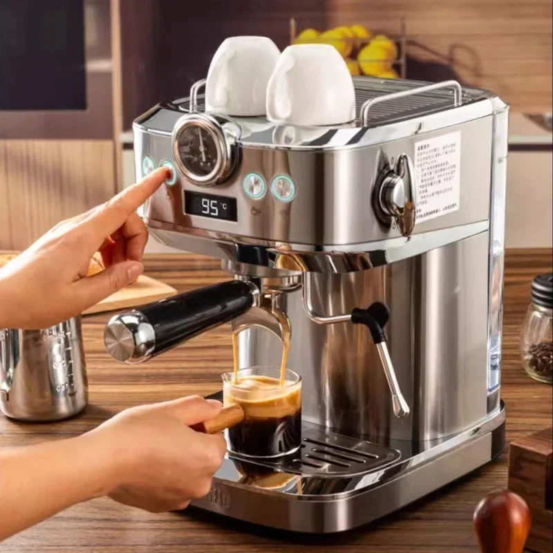 Huishoudelijke Espressomachine met Melkopschuimer 20Bar Espresso Retro Cappuccino Latte Halfautomatische Koffiemachine