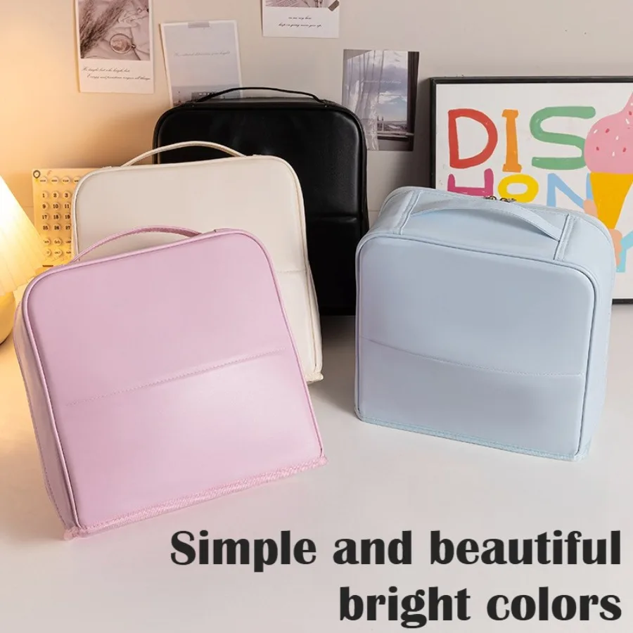 Travel Makeup Bag for Women Large Capacity Waterproof Cosmetic Organizer with Wide Opening Freestanding Brush Holder Easy Access