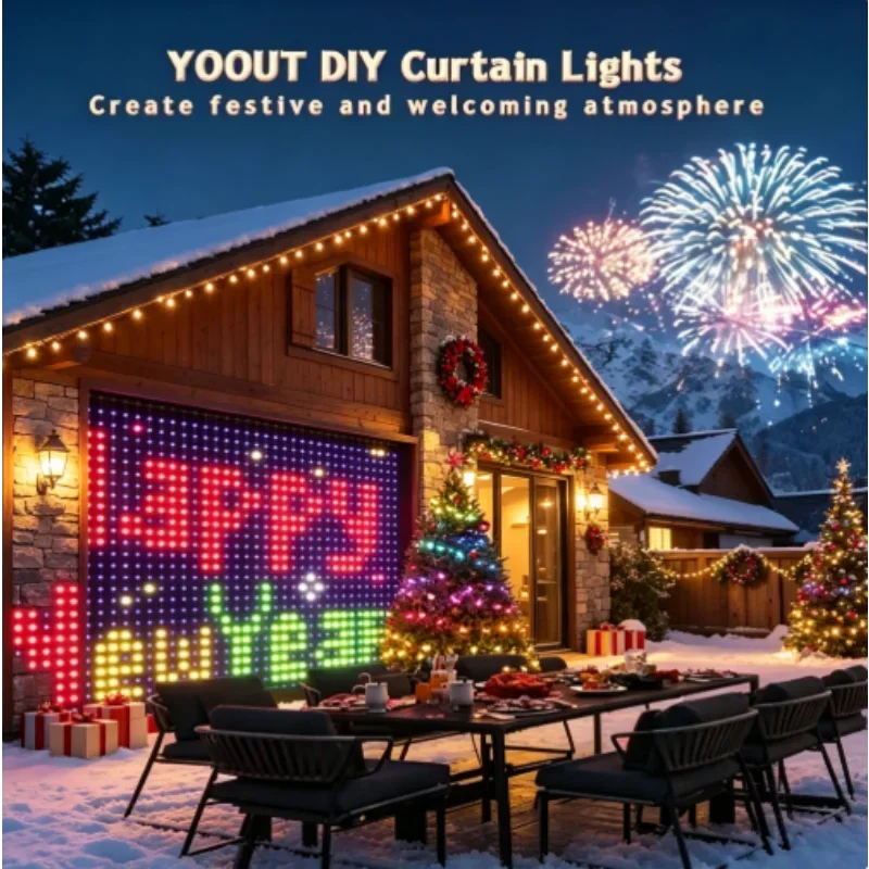 400LEDs Smart Fairy Curtain LED String Lights Garland Bluetooth APP Control Christmas Wedding Party Decor DIY Picture Display