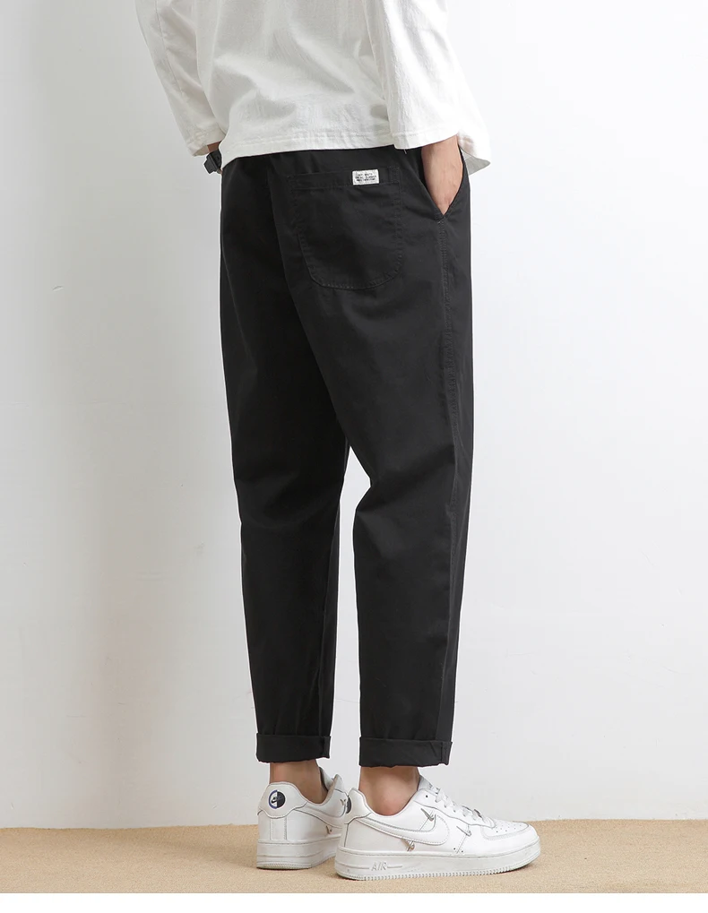 High Quality Summer Thin Men's Casual Pants 95%Cotton Breathable Solid Color Outdoor Elastic Waist Chino Trousers Male Amekaji