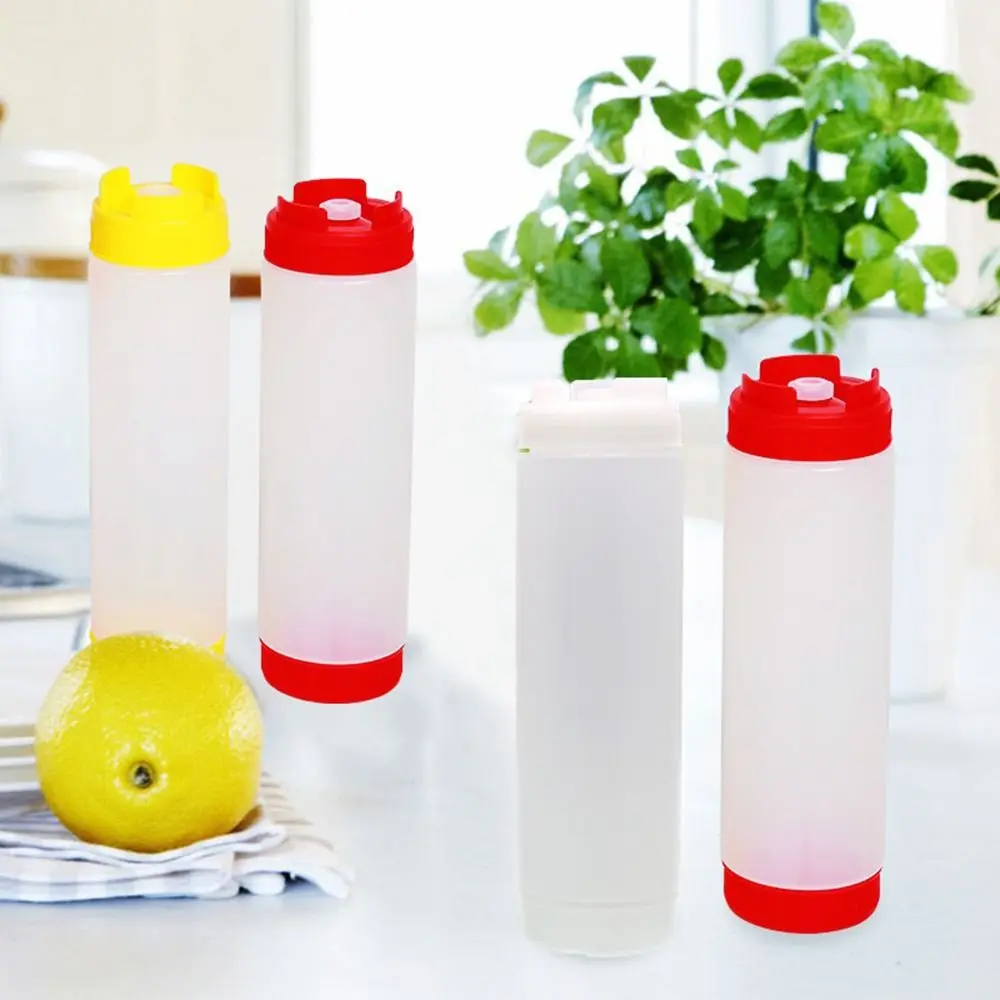 زجاجات صلصة مزدوجة الرأس ، زجاجات ضغط بلاستيكية ، سعة كبيرة ، موزع معجون الطماطم المحمول ، طباخ التنزه ، 16 أونصة 20 أونصة 24 أونصة