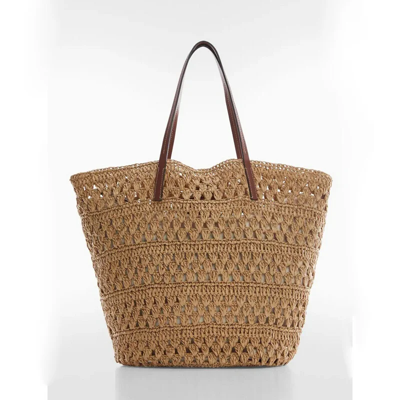 

Large Capaci St Woven Bag n Sle Single oulder Basket Casual Hollow out Design Beach Vaion Handbag