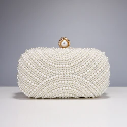 Beading Women Evening Bags Vintage Small Chain Shoulder Handbags Pearl Diamonds Metal Ladies Clutch Handbags