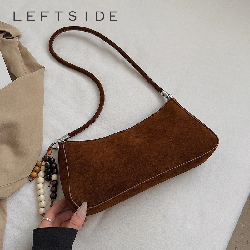 

LEFTSIDE Women's Small Pu Leather Shoulder Bag 2025 Winter New Retro Underarm Bag Luxury Brand Designer Vintage Handbags
