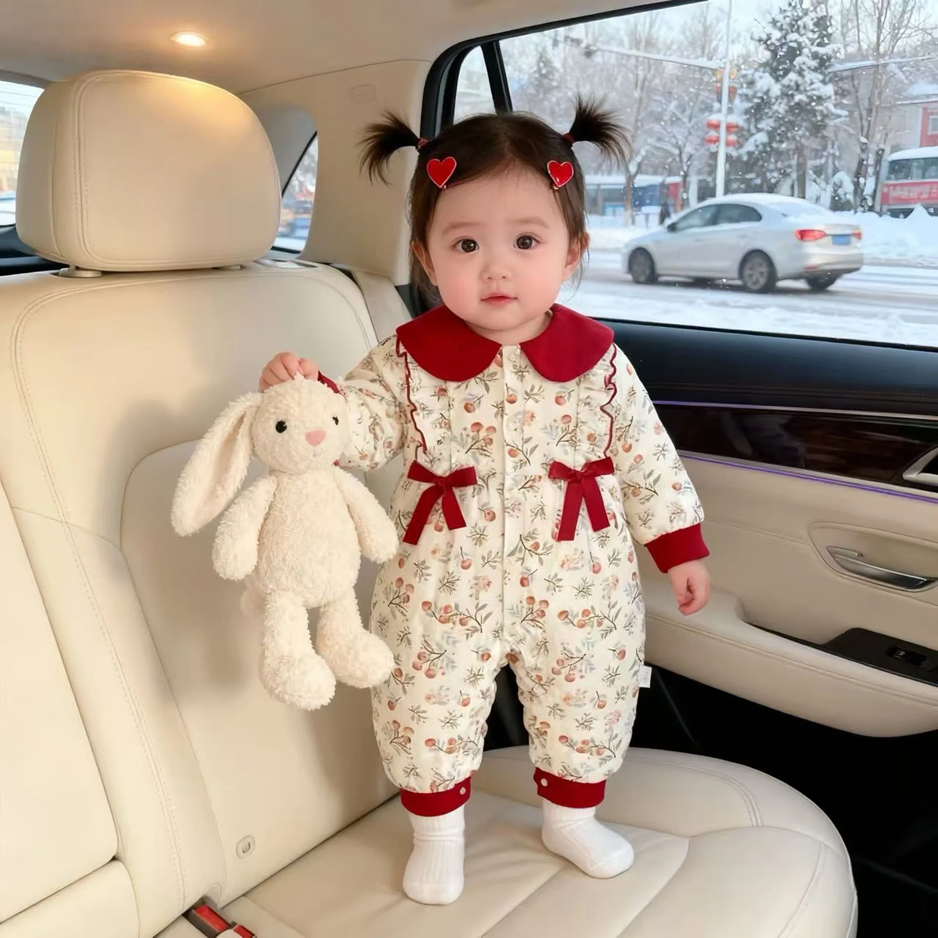 

Baby Jumpsuit 2025 Winter New Korean Baby Girl's One Piece Clothes Warm Thickened Princess Climbing Clothes.