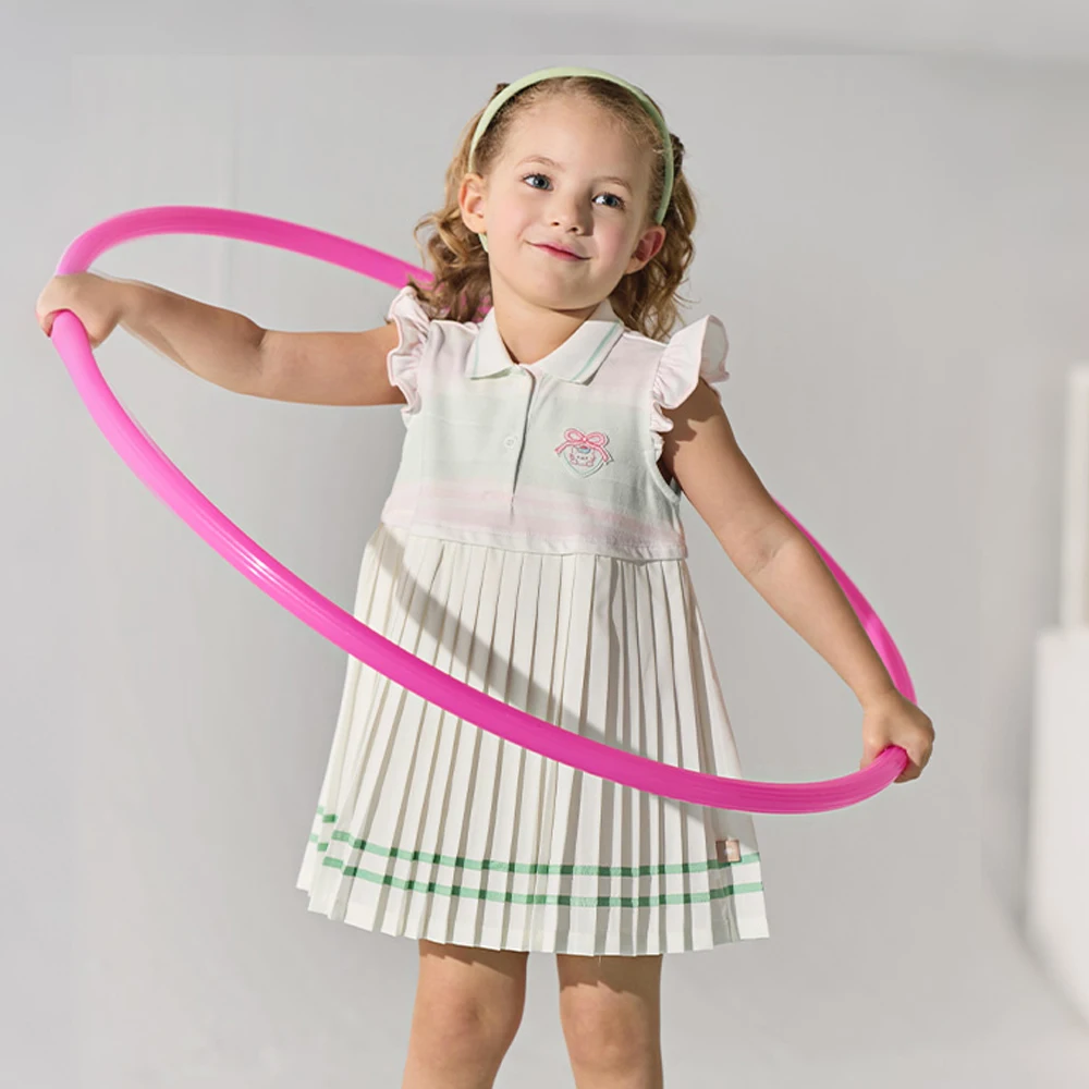 Dave Bella Girls Summer Princess Dresses 1-7 Years Children Stripe Sleeveless Pleated Party Dress Sweet Clothes DB2262200