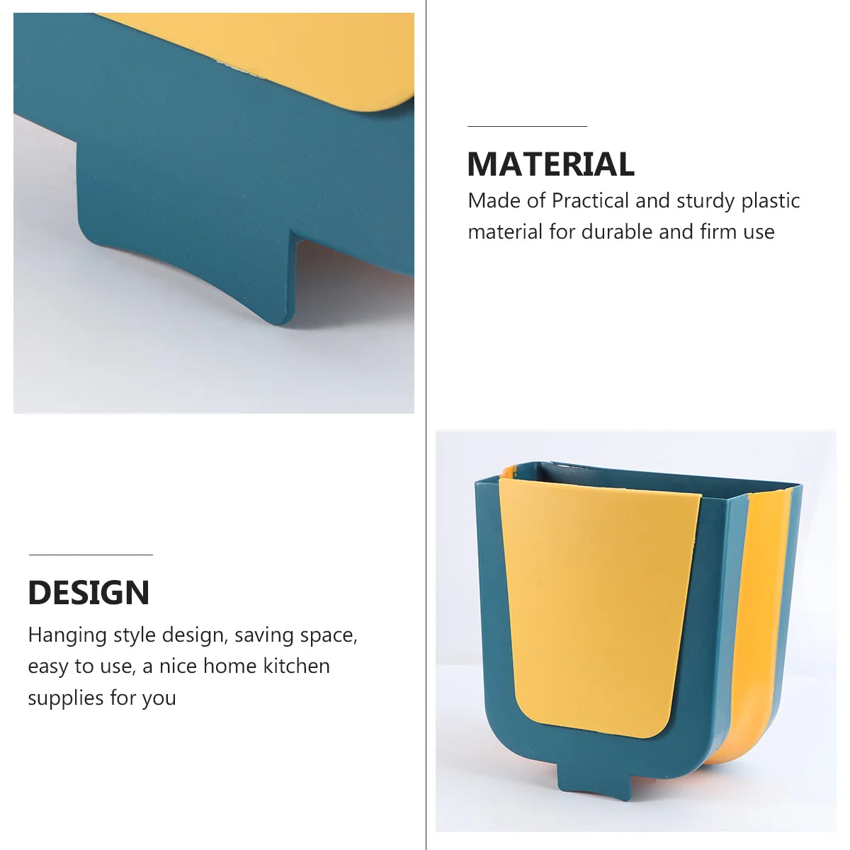 

1Pcs Hanging Trash Can Multi-Function Foldable Storage Bin for Kitchen Cabinet Door Car Bathroom Office Use Sturdy Plastic Waste