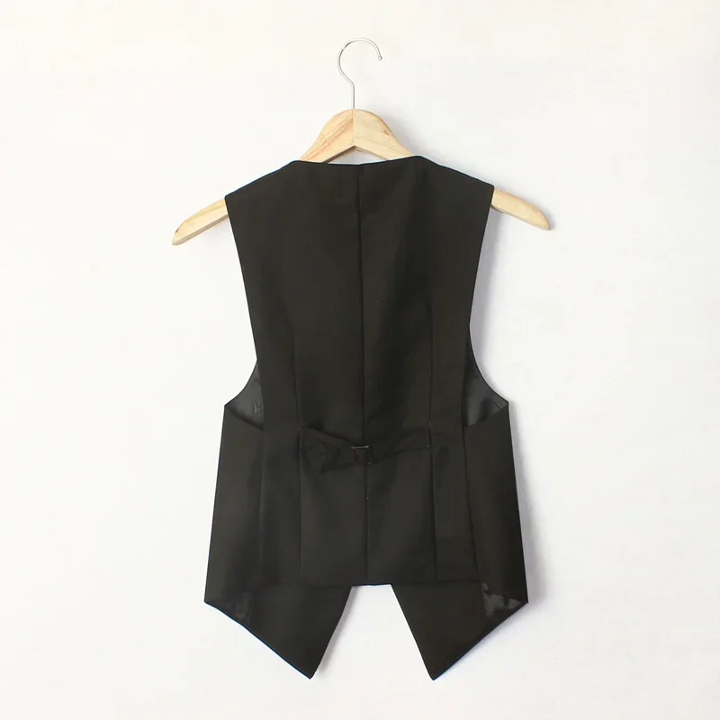 Black Office Vest Women Single Buttons Sexy Short Vest Coat Female Slim Elegant V-neck Korean Fashion Woman Vest Waistcoat