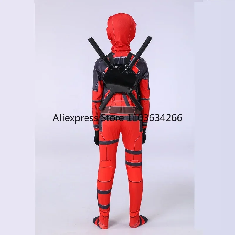 Costume da Deadpool per adulti uomo donna bambini maschera Cosplay tuta zaino accessori Knif supereroe Costume di Halloween bambino