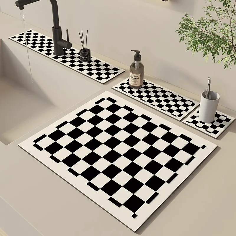 Bathroom Mat Sink Faucet Absorbent Drain Pad Tableware Draining Pads Quick Dry Rug Kitchen Dinnerware Placemat Dish Drying Mat