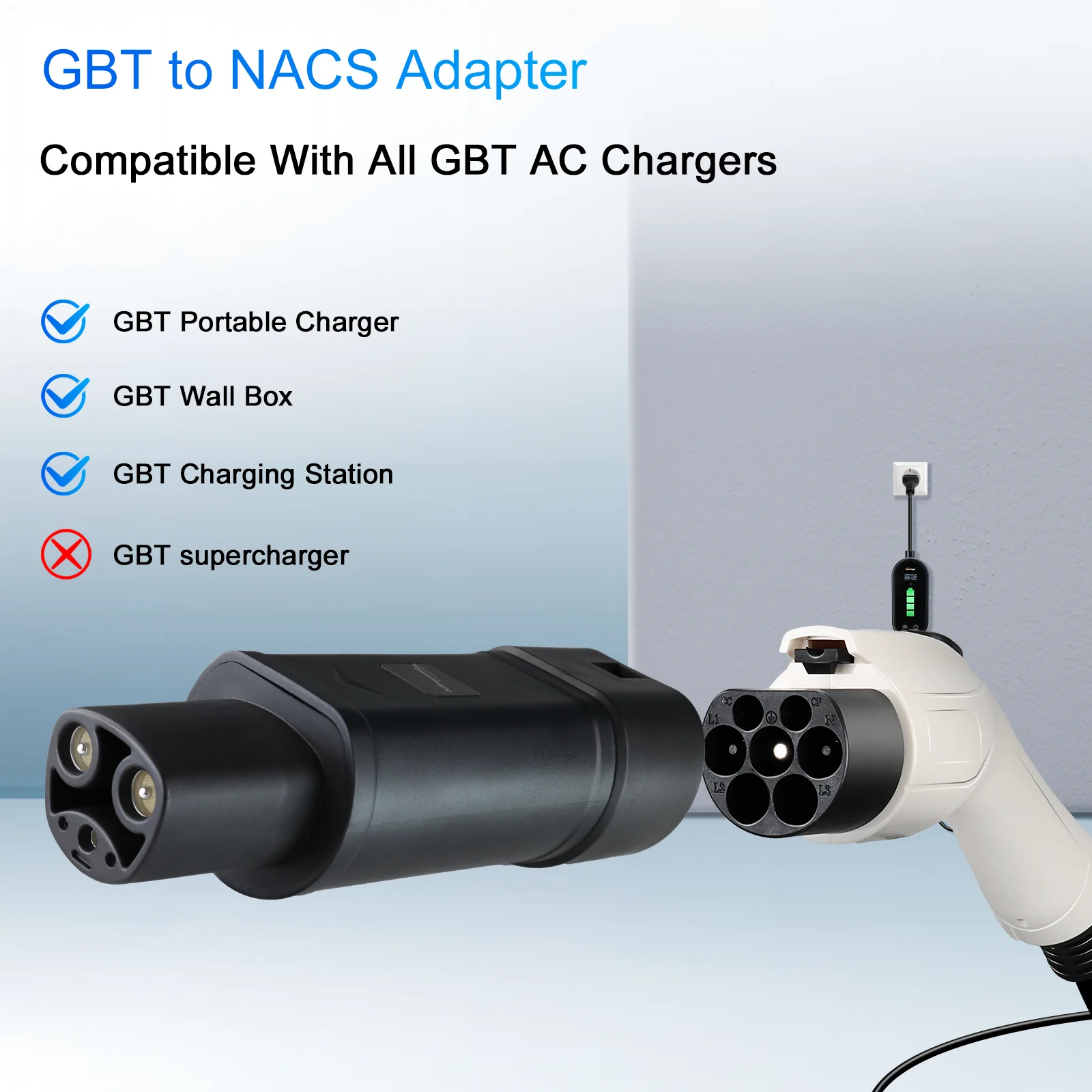 GUWIEYG GBT إلى NACS محول 32A 7.2KW MAX متوافق مع تسلا نموذج 3 S Y X سيارات محول شاحن السيارة الكهربائية