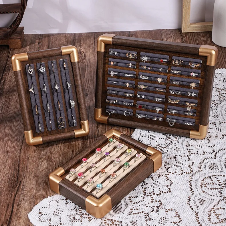 

1 шт. Подставка для колец из орехового дерева в стиле фотоальбома для домашнего хранения колец и ювелирных изделий, для демонстрации в прямом эфире, для витрин ювелирных магазинов