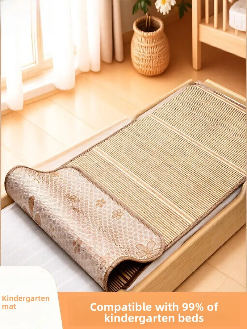 

Летний охлаждающий коврик из бамбука для детей, двусторонний, ручной работы, для детского сада, для дневного сна, маленький коврик, плетеное постельное белье