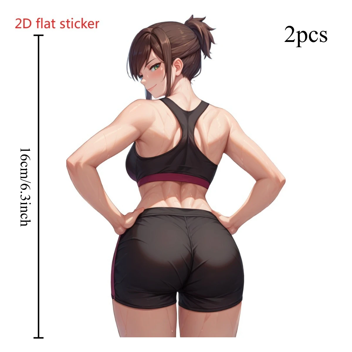 2D Flat Fitness Anime Girl Vinyl Sticker, Waterproof Decal for Car Motorcycle Laptop Wall Decor, Holiday Gift
