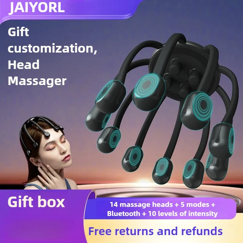 Customizable Massager for Head Scalp Electric Fully Automatic Wireless Multi-claw Vibration Head Massager Bluetooth Music