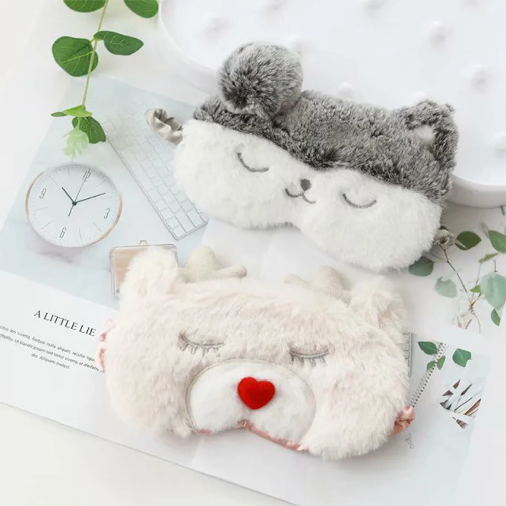 Cute Plush Fashion Animal Sleep eye mask Travel Nap Light proof Eye Cover for Children Aldult to Night Rest Soft and Comfortable