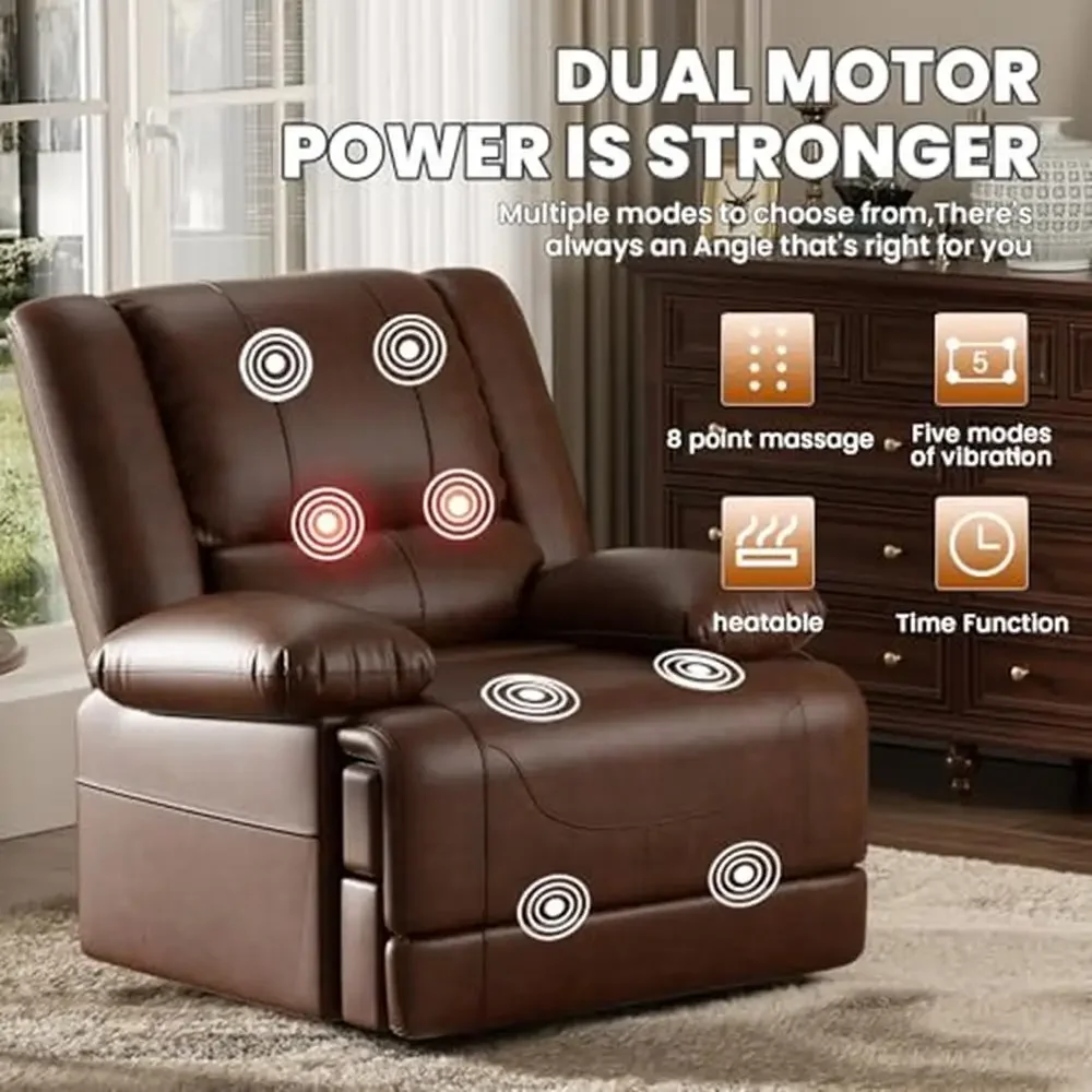 Infinite Position Dual Motor Power Lift Recliner Chair with Massage Heating USB Ports Elderly Sleeper Lounge Bed Relaxer Chair