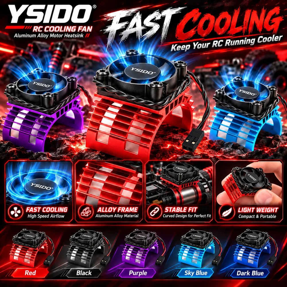 YSIDO RC Car 540 550 3650 3660 3665 Brushless Electric Motor Cover HeatSink Cooling Fan for Wltoys 124017 124016 Parts gallery 3
