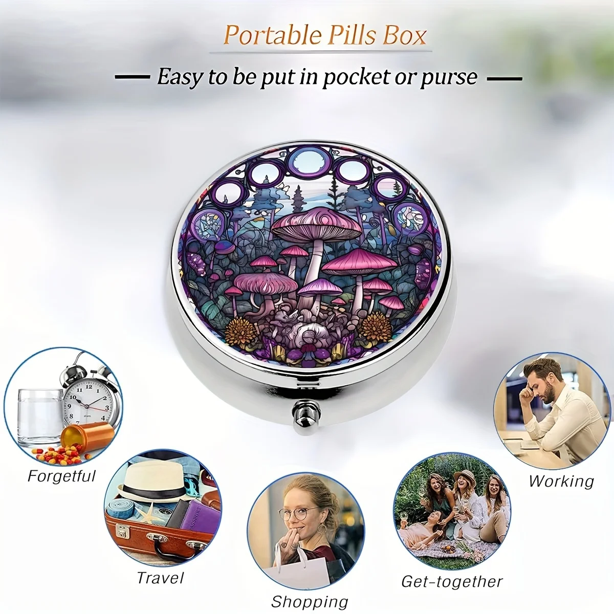 Pocket Wallet Pill Box,3 Grid Pill Rack Travel Box,Decorative Box,Vitamin Storage Gifts,Cute Pill Storage Box