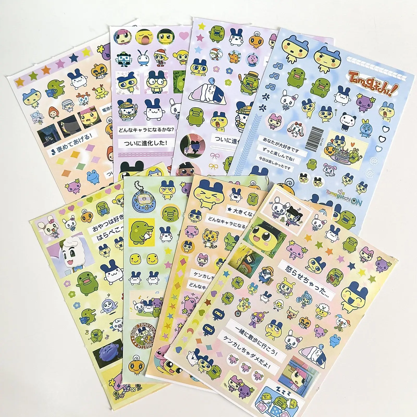 Cute Tamagotchi Character Sticker Sheets Kawaii Stickers Waterproof Aesthetic Decals DIY Craft Decoration Collectible Gift