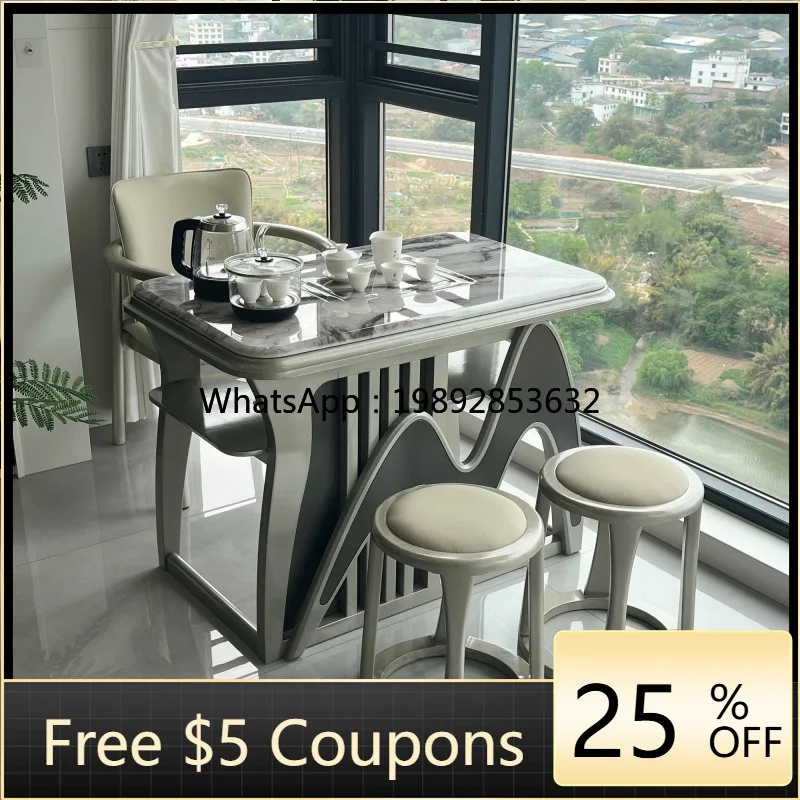 LYY Simple Home Small Tea Table Light Luxury Italian Minimalist Integrated Table Small Tea Brewing Table Balcony Complete Set